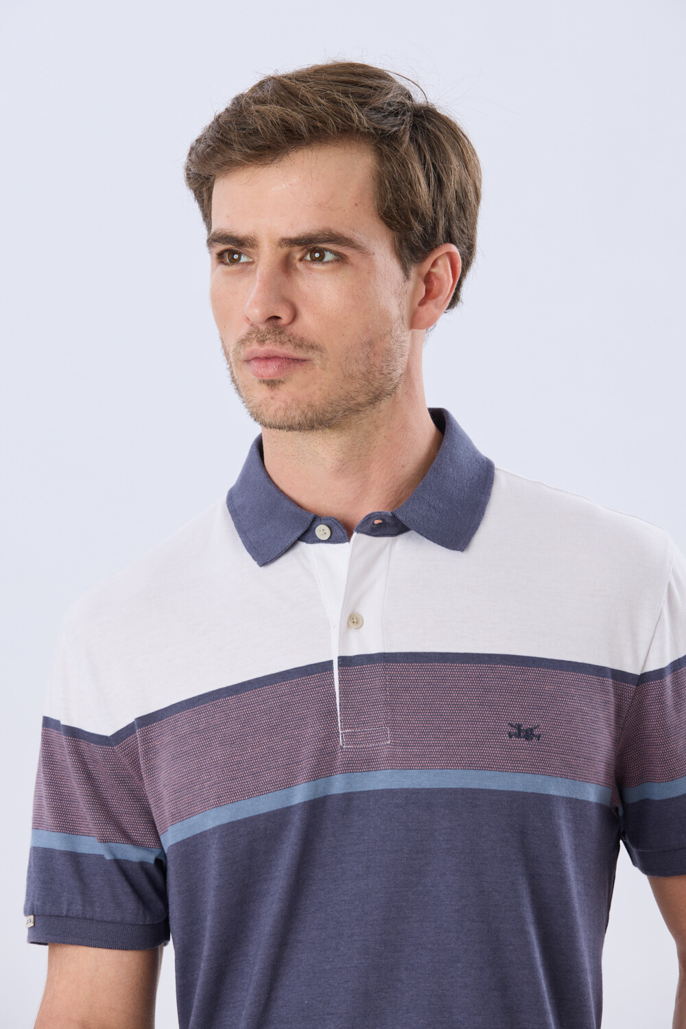 REMERA POLO RAYADA JERSEY Blanco