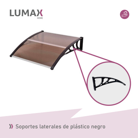 Alero Policarbonato Transparente Y Soporte Negro 1.2 X 0.8 M Bronce