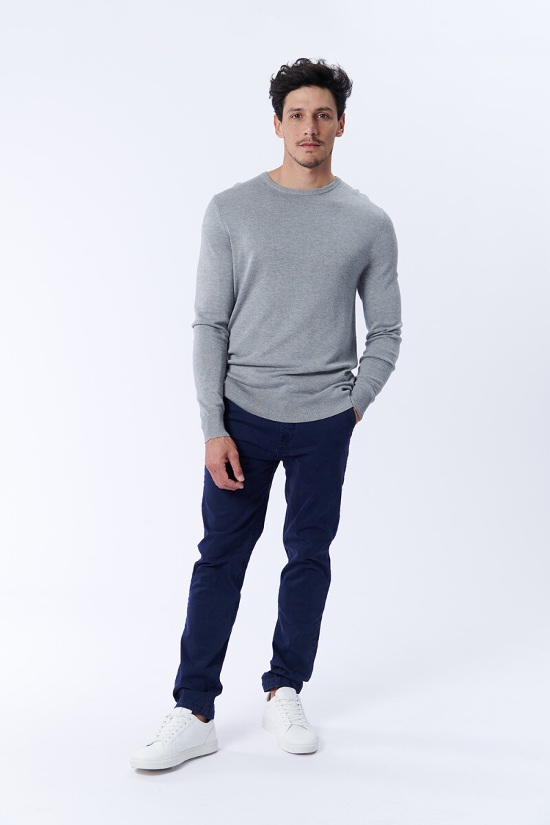 Buzo punto cuello a la base - Gris Melange 