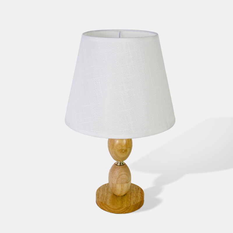 LAMPARA BLANCA C/BASE MADERA P/MESA 41X25CM Unica
