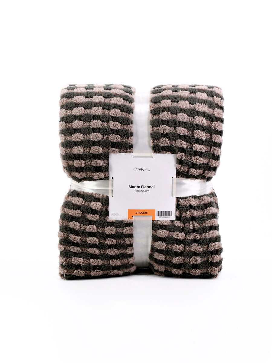 FLANNEL TRAMA RAYAS 2 PLAZAS - VISON 