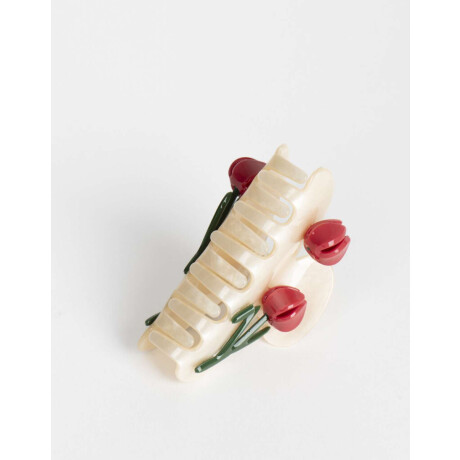 Broche Con Flores Marron Beige