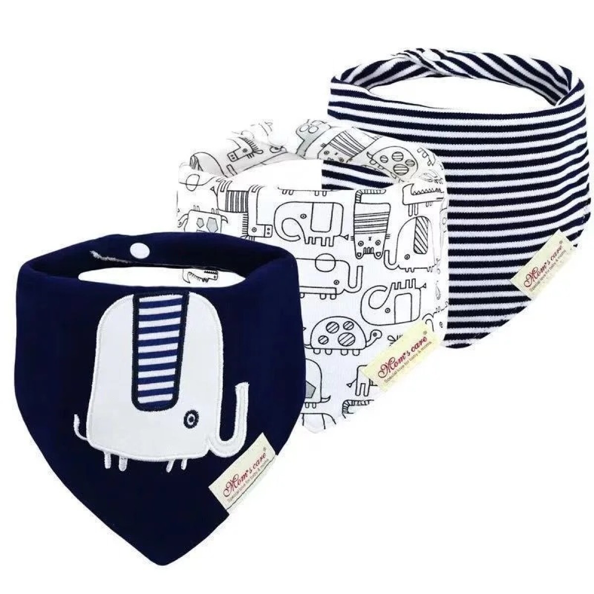 Set baberos bandana x3 - elefante azul 
