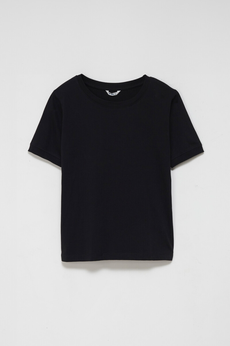 Camiseta manga corta de rib con puño - Negro 