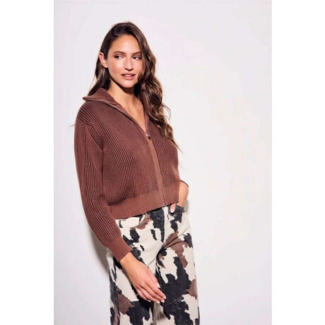 Campera Tejida Algodon Chocolate