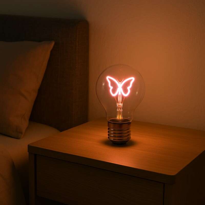 Veladora tipo bombilla de luz diseño de mariposa USB Veladora tipo bombilla de luz diseño de mariposa USB