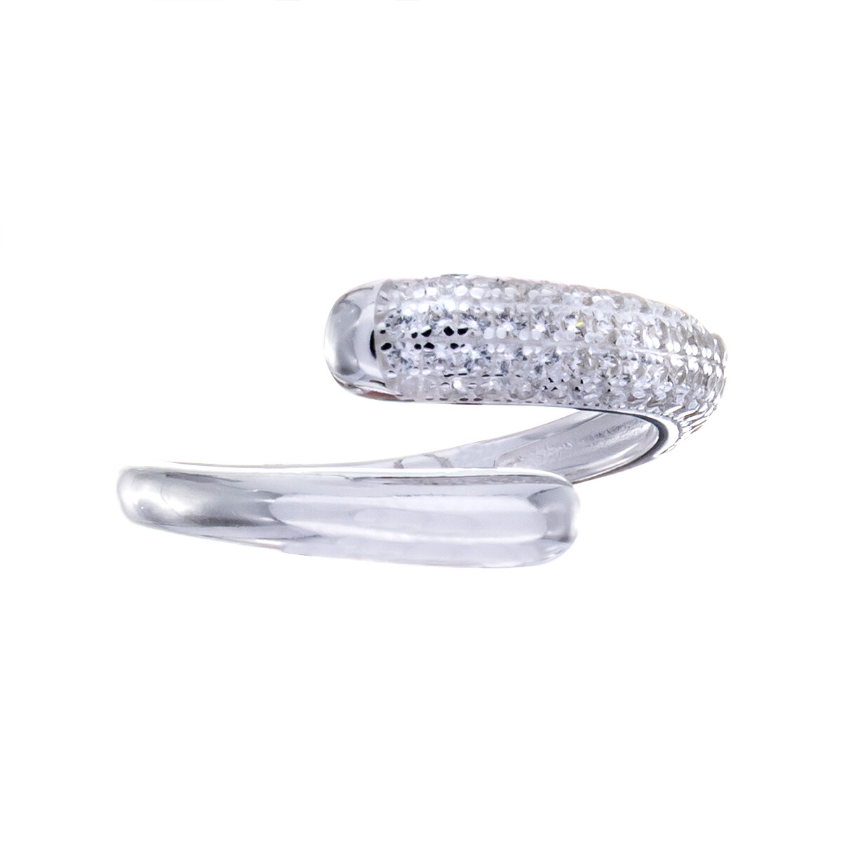 Anillo de plata 925 con circonias, CRUZADO. 