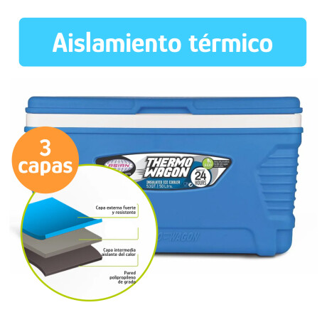 Conservadora Heladera 50L c/Asas p/Transportar y Apoya Vasos Azul