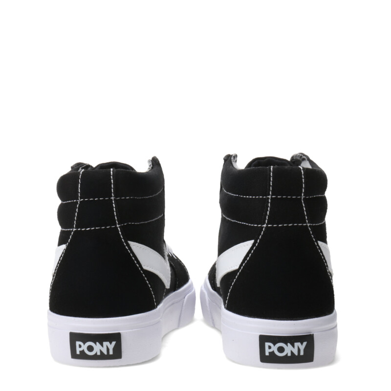 Bota de Mujer PONY Casual Lona Unisex Negro - Blanco