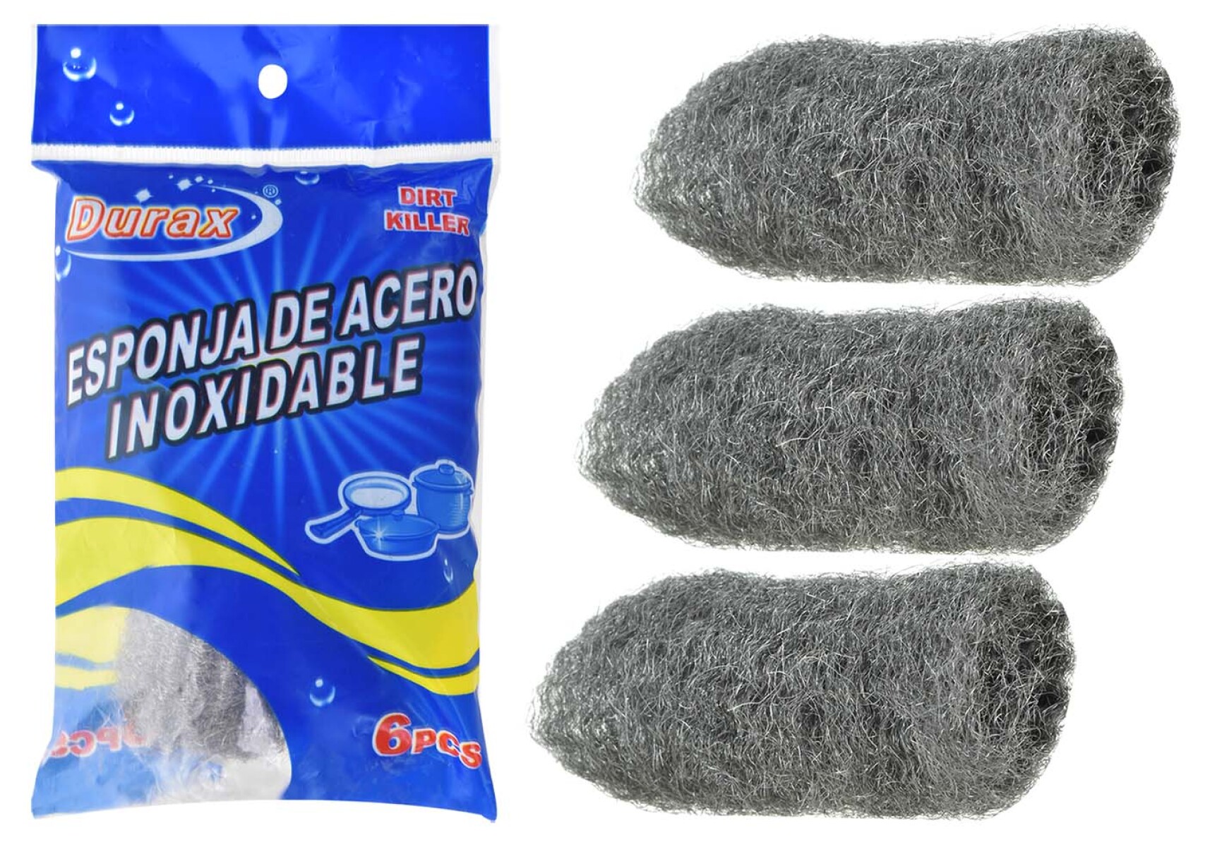 ESPONJA DE ACERO INOXIDABLE X6 ROLLOS 