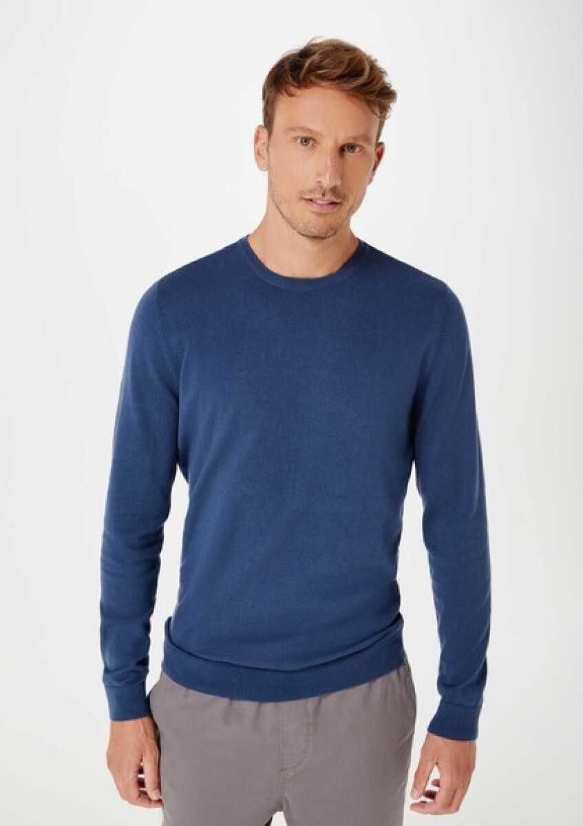 BLUSAO MASCULINO ADULTO (SWEATER) - AZUL MEDIO 