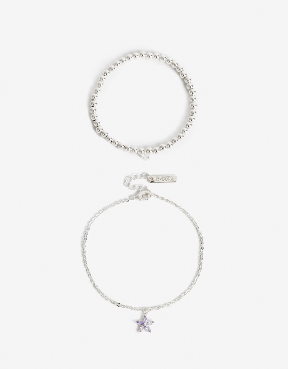 Set De Pulseras Flexibles Cubic Plateado 
