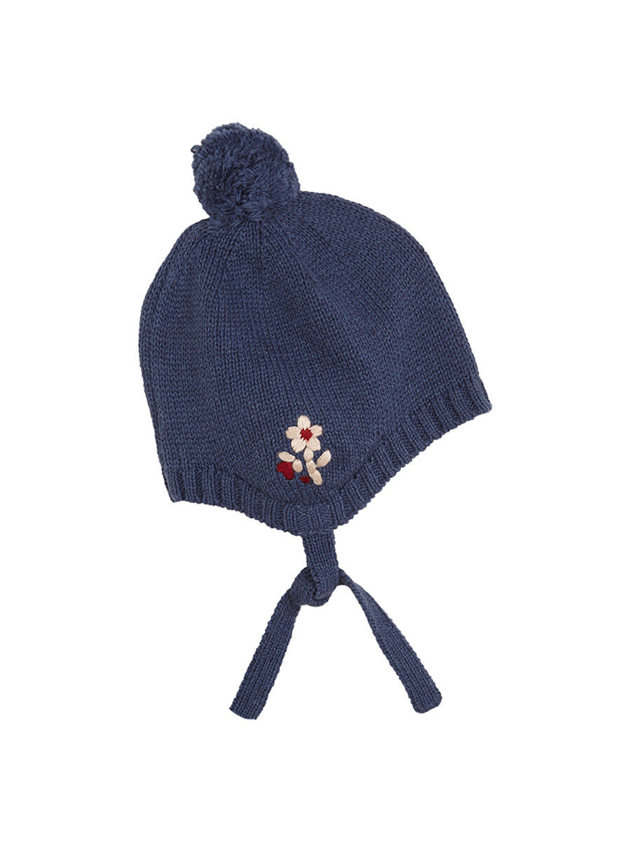 Capota Con Bordado Azul Medio Oscuro