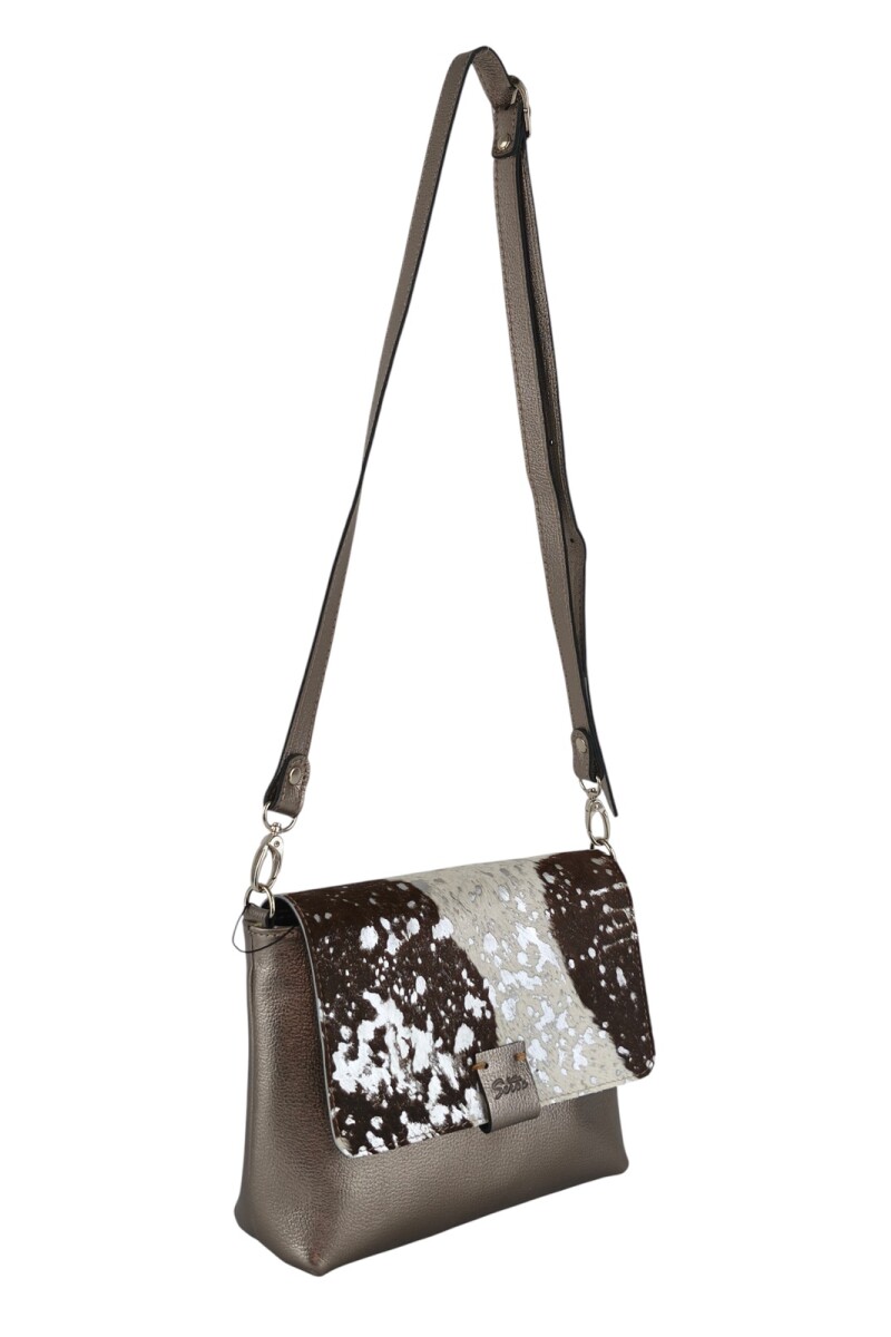 Morral con solapa combinado Plateado