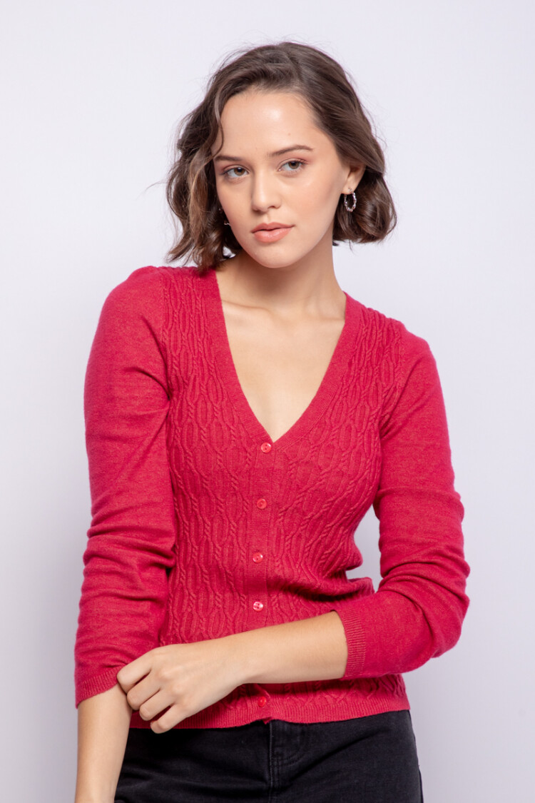 CARDIGAN SUNSET Rojo Granadina