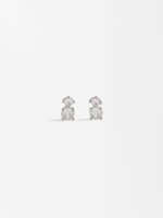 Pendientes Cortos Con Circonitas plateado