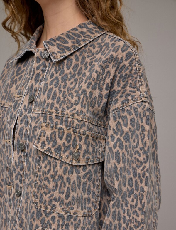 Chaqueta Oversize Animal Print BEIGE/MULTI