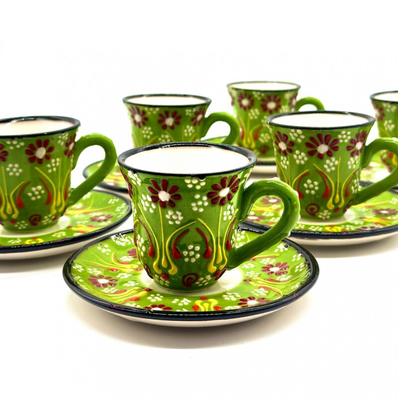 Set de café cerámica x6 Verde