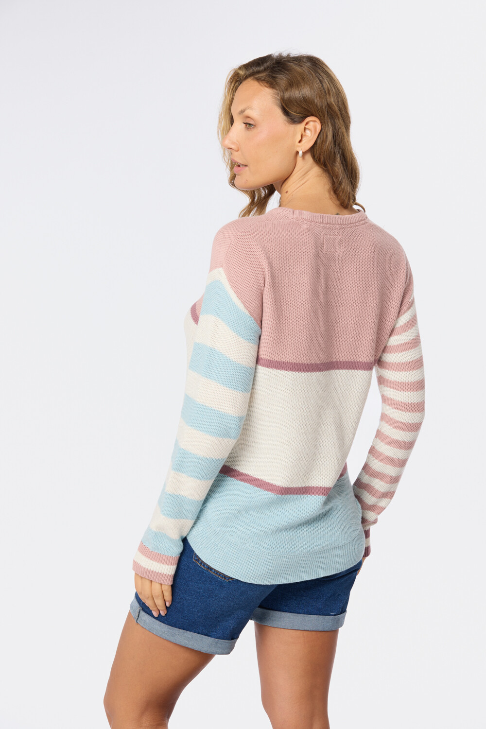 BUZO TEJIDO RAYADO Rosado