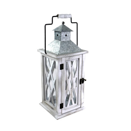 FAROL MADERA Y METAL VINTAGE C/VIDRIO C/ASA 16.5X16.5X43CM FAROL MADERA Y METAL VINTAGE C/VIDRIO C/ASA 16.5X16.5X43CM