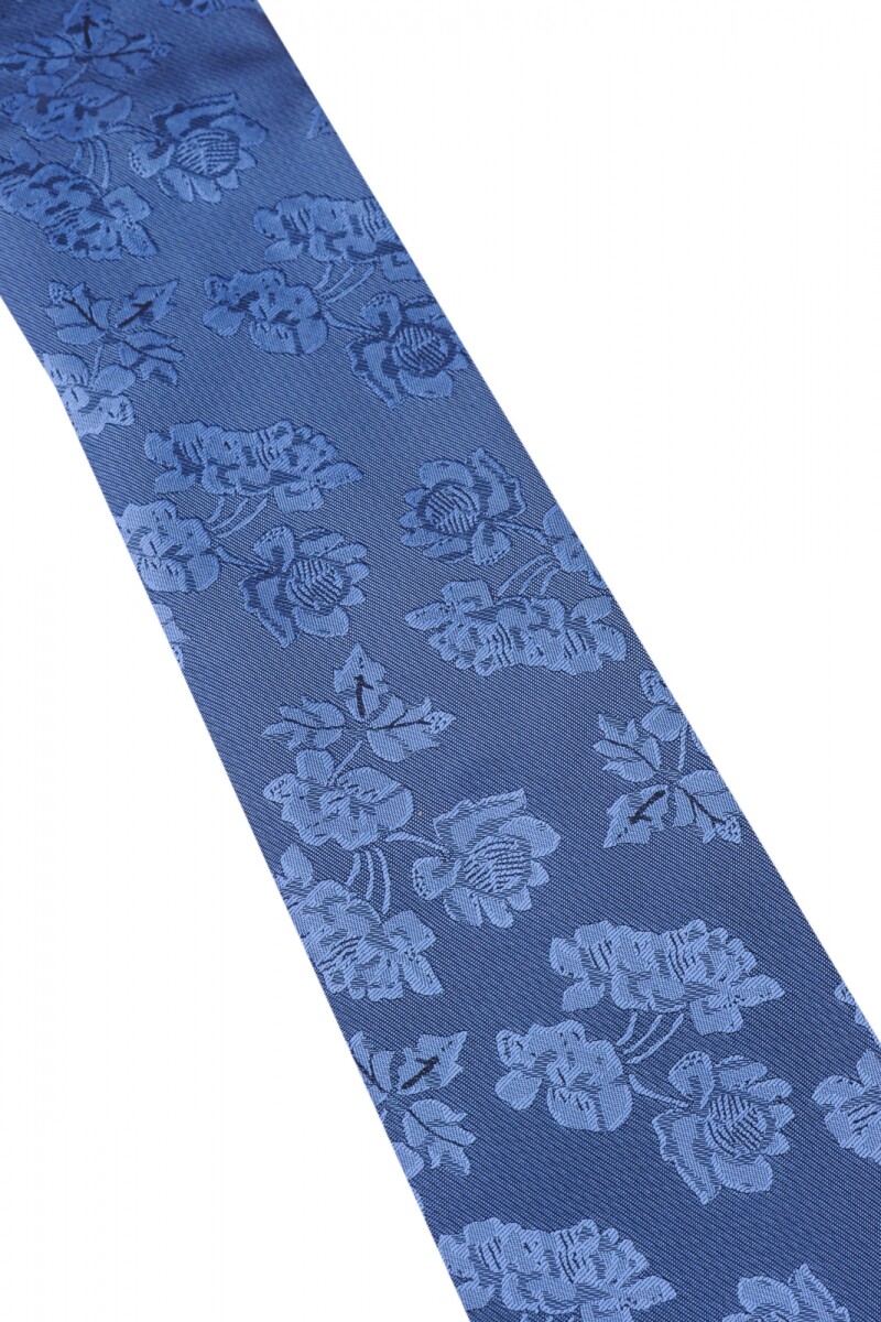 Corbata con pañuelo 8 cm Azul
