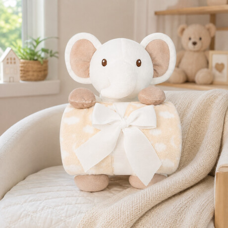 Set Manta con Peluche Elefante Natural