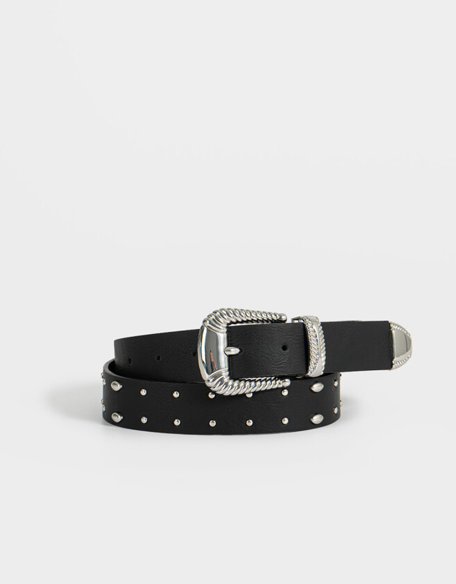 Cinturones y Fajas Boho Cinturón De Cuerina Western - Negro
