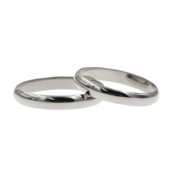Par de alianzas clásicas en oro blanco 18k - bombé de 3mm Par de alianzas clásicas en oro blanco 18k - bombé de 3mm