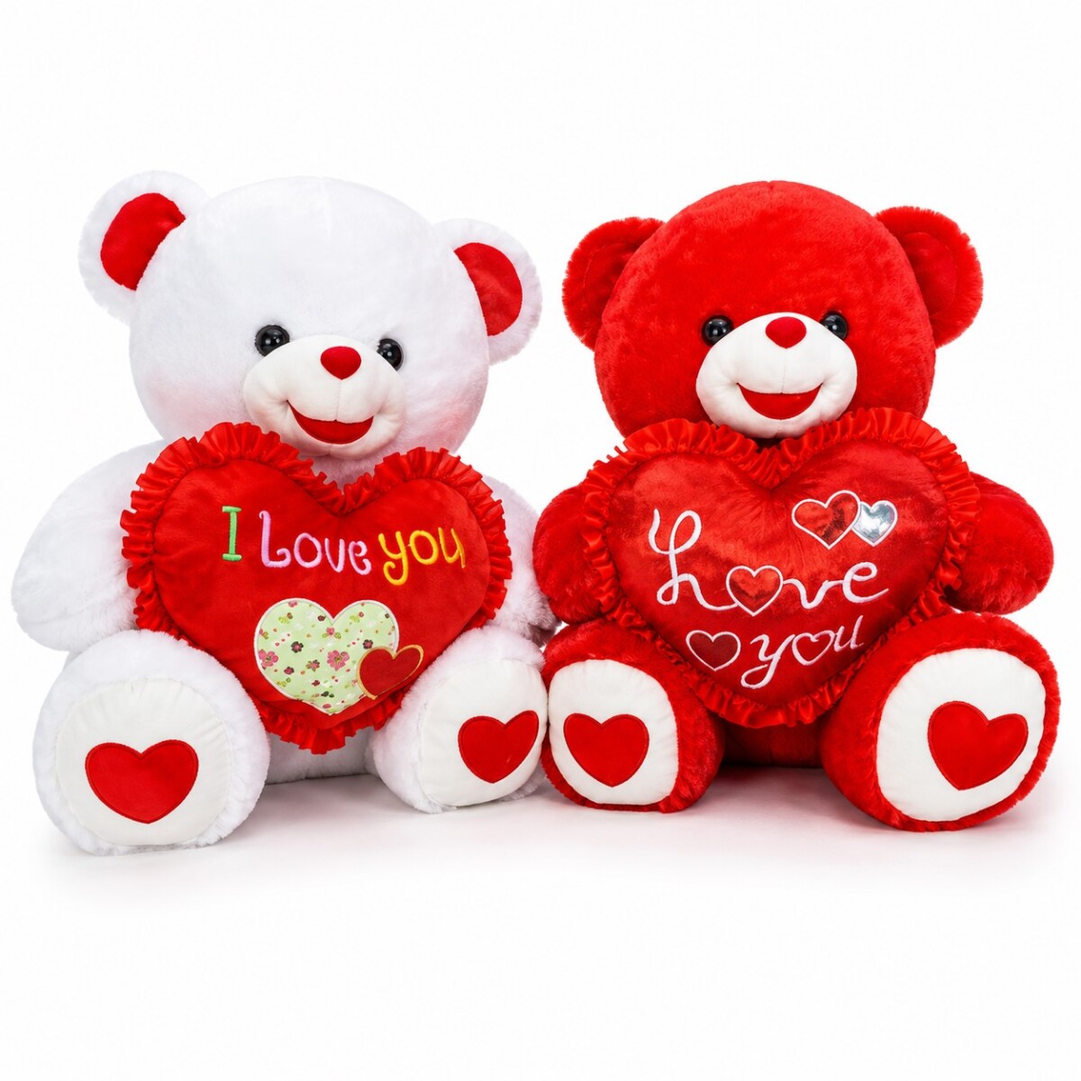 Peluche Oso Rojo y Blanco con Corazón Love You Tamaño 30CM 