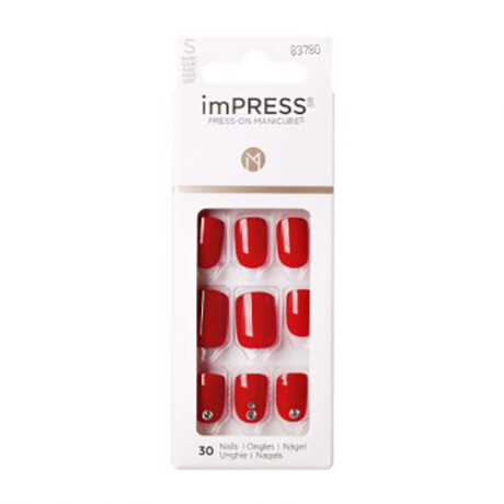 Uñas postizas autoadhesivas Impress Rojo con piedras
