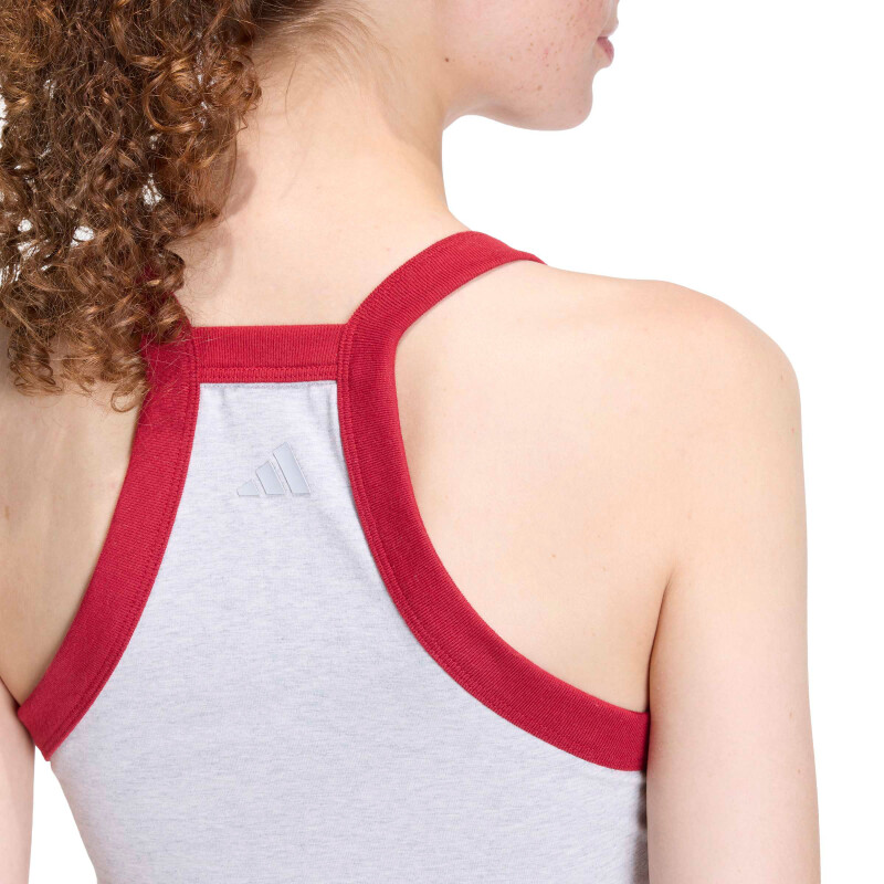 Musculosa de Mujer Adidas Essentials Bordado Gris - Rojo