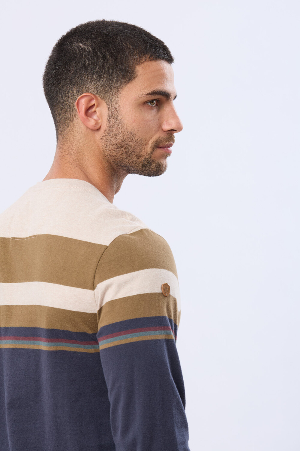 REMERA RAYADA DE ALGODÓN Beige