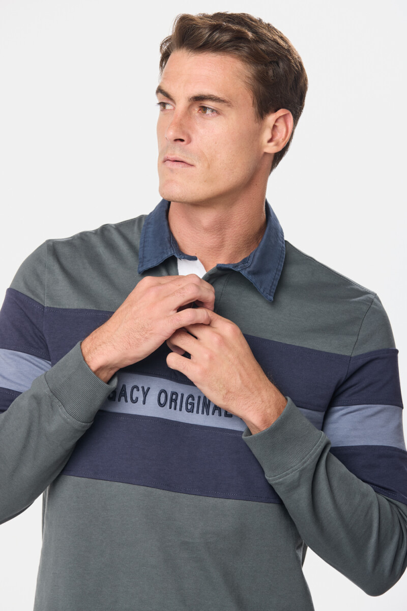 REMERA POLO RAYADA - Verde 