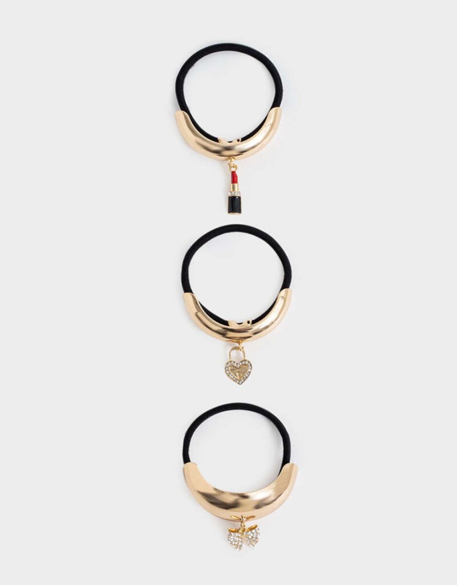 Set De Gomitas Elásticas Con Charms - Combinacion Tricolor 