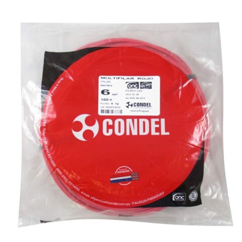 CABLE MULTIFILAR 6,00MM2 ROJO CONDEL CABLE MULTIFILAR 6,00MM2 ROJO CONDEL