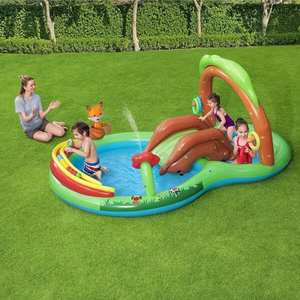 Piscina Doble Infantil Inflable Puente Bosque Juegos Bestway Variante Diseño Multicolor