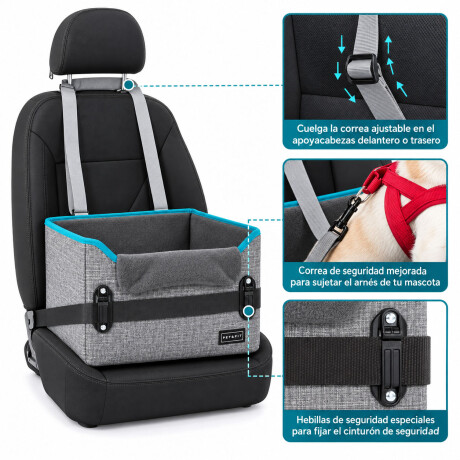 Bolso Transportador Auto Grande Mascotas C/Correa Ajustable Turquesa