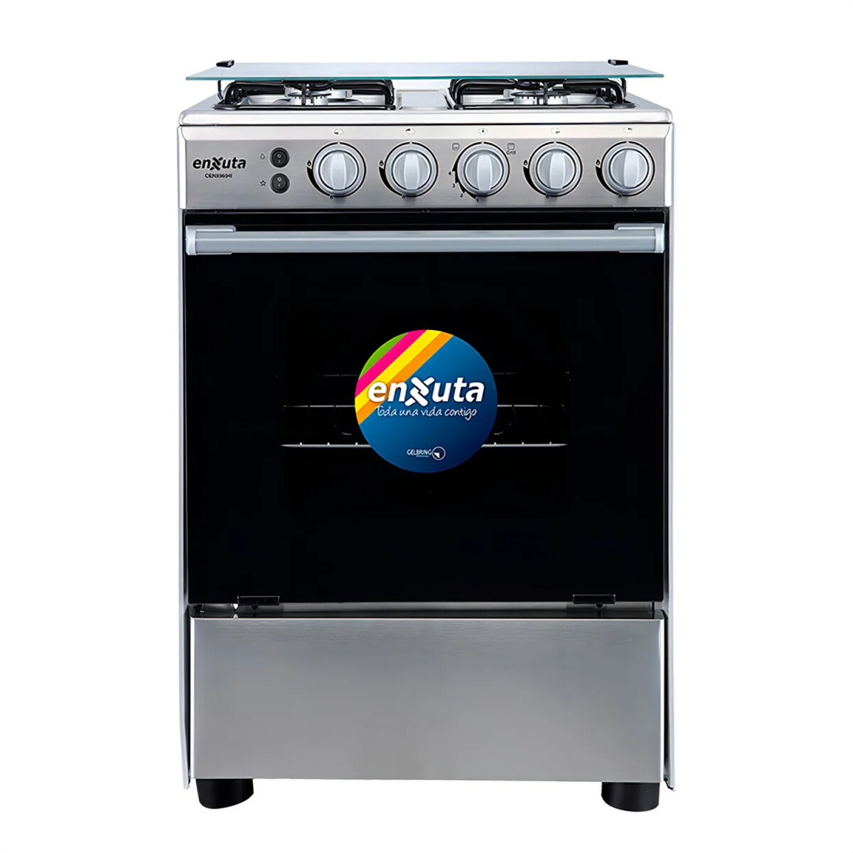 Cocina A Gas Enxuta 4 Hornallas Con Grill Cenx9604i - GRIS 