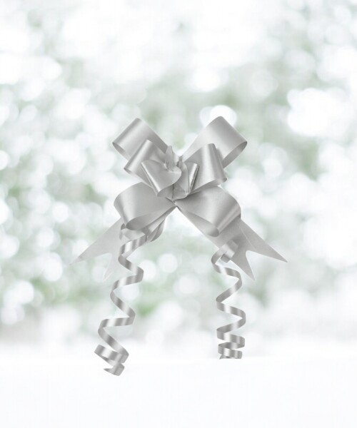 Pack x 10 uds. - moño magico 2x39 cm. PLATA