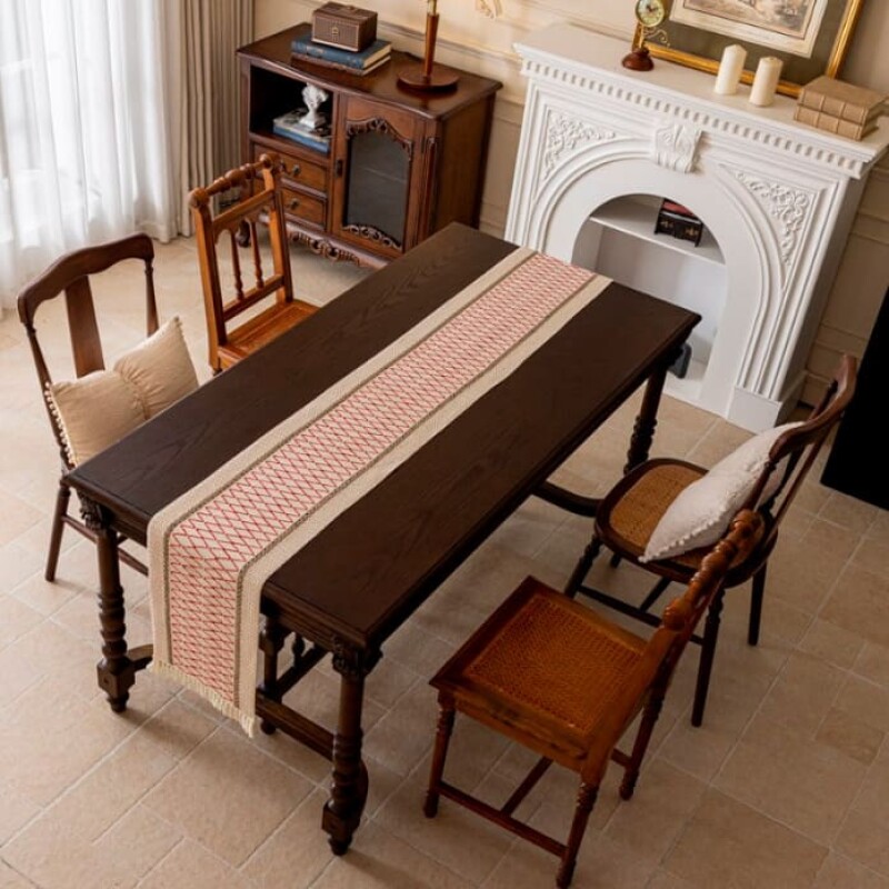 Sendero caminero de mesa cuadrícula 30 x 180 cm rojo