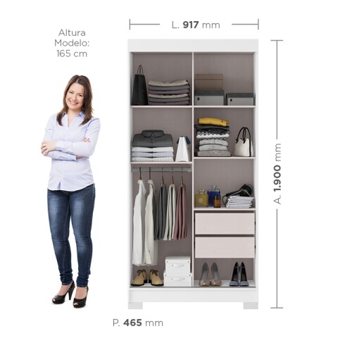 Ropero Antares 2 Puertas Corredizas + 2 Cajones Blanco Ropero Antares 2 Puertas Corredizas + 2 Cajones Blanco