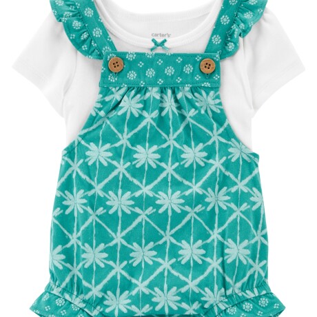 Conjunto Carters 2 Piezas Enterito Corto y Remera Algodón VERDE