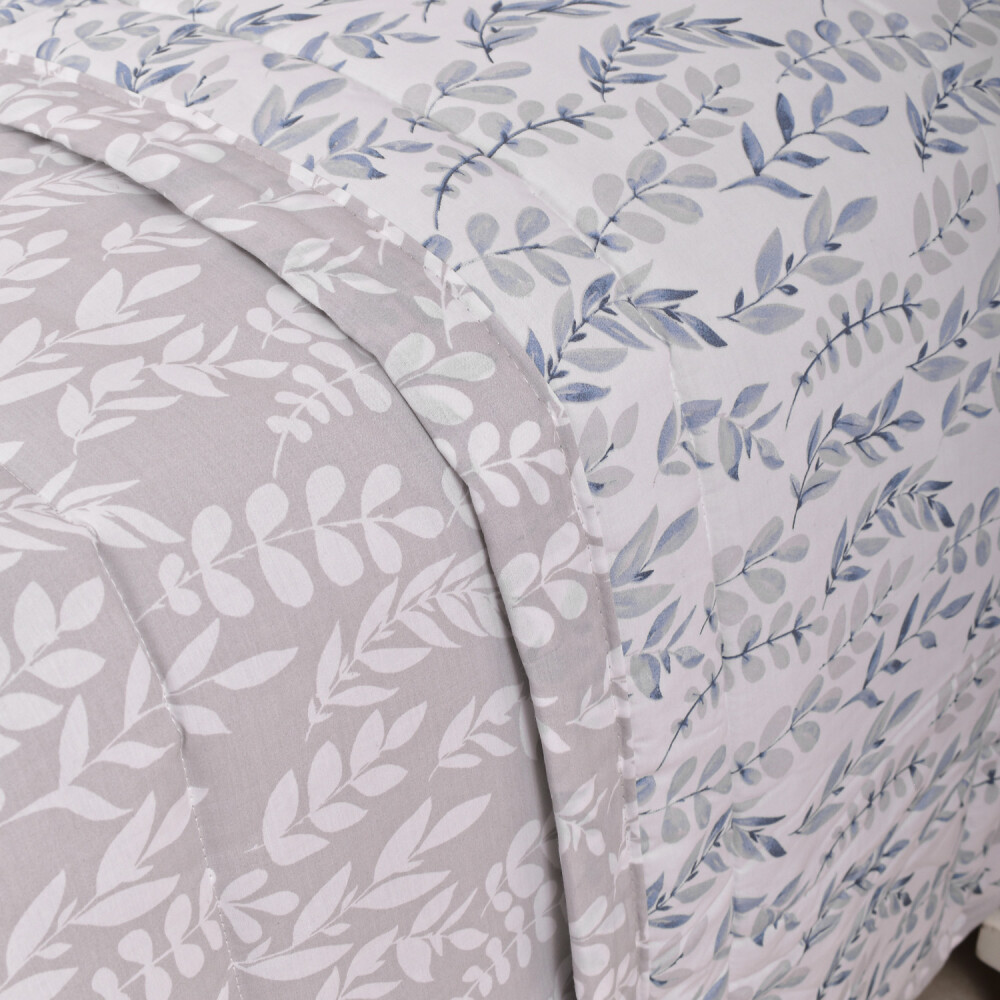 Edredón Amelia Hoja Azul Beige Full- Queen