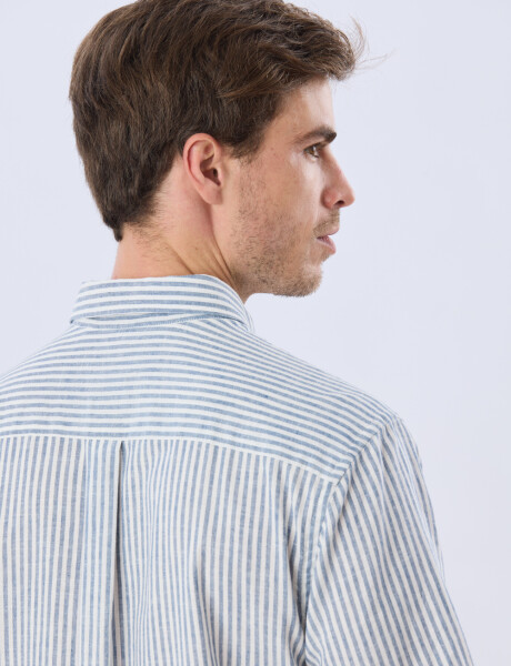 CAMISA RAYADA DE LINO Denim