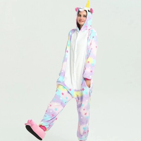 Pijama Entero de Plush Abrigado para Adultos Diseño Unicornio Multicolor