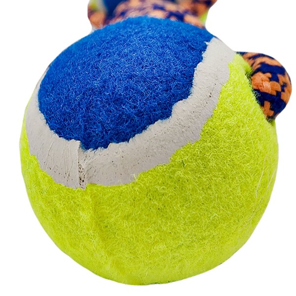 Juguete Perro Pelotas Tenis Cuerda Soga Trenzada Mascotas Variante Color Azul y Naranja