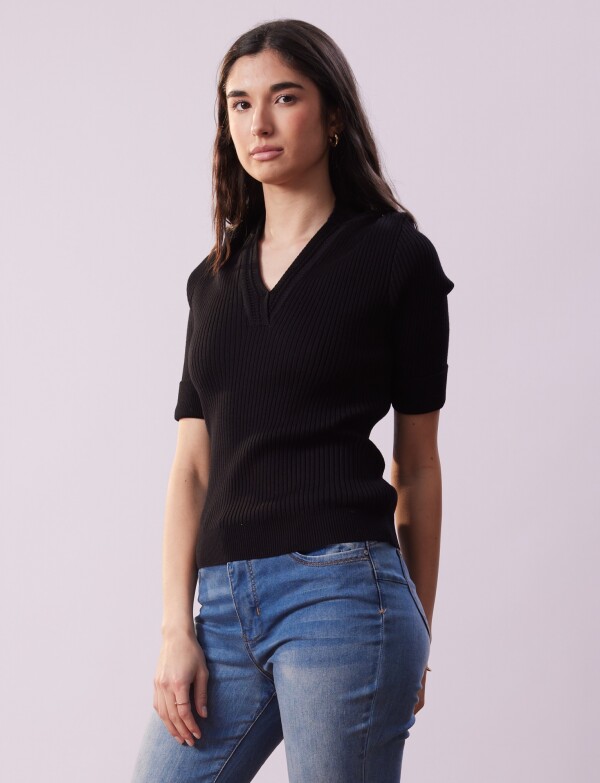 Blusa Ribs Tejida NEGRO