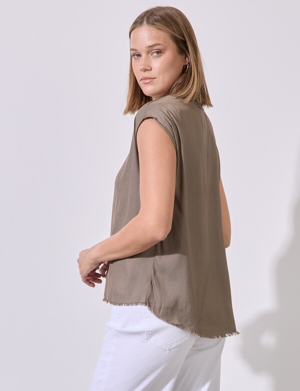 Blusa Saten Flecos KHAKI