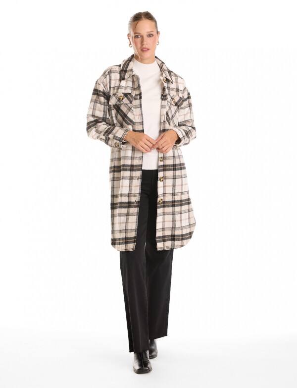 Sobrecamisa Larga Cuadros MULTI/TOSTADO