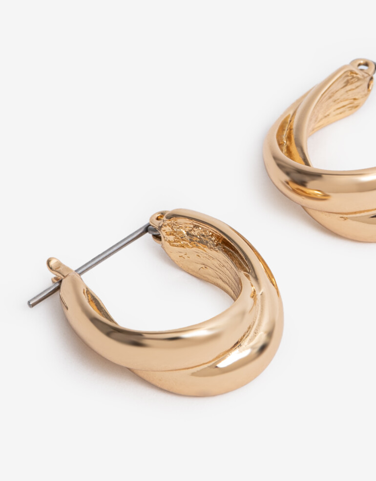 Aros Argollas Metal Argollas De Metal Bañado En Oro - Dorado